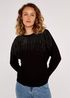 Stud Detail Batwing Jumper, Black, large