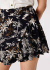 Palm Scene Wrap Skort, Black, large