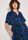 Curve Floral Shirt Midaxi Dress, Blue, large
