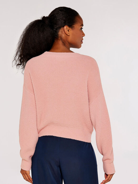 Fuzzy Crop Jumper, Pink, large