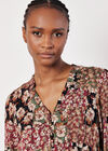 Patchwork Floral Shimmer Mini Dress, Green, large