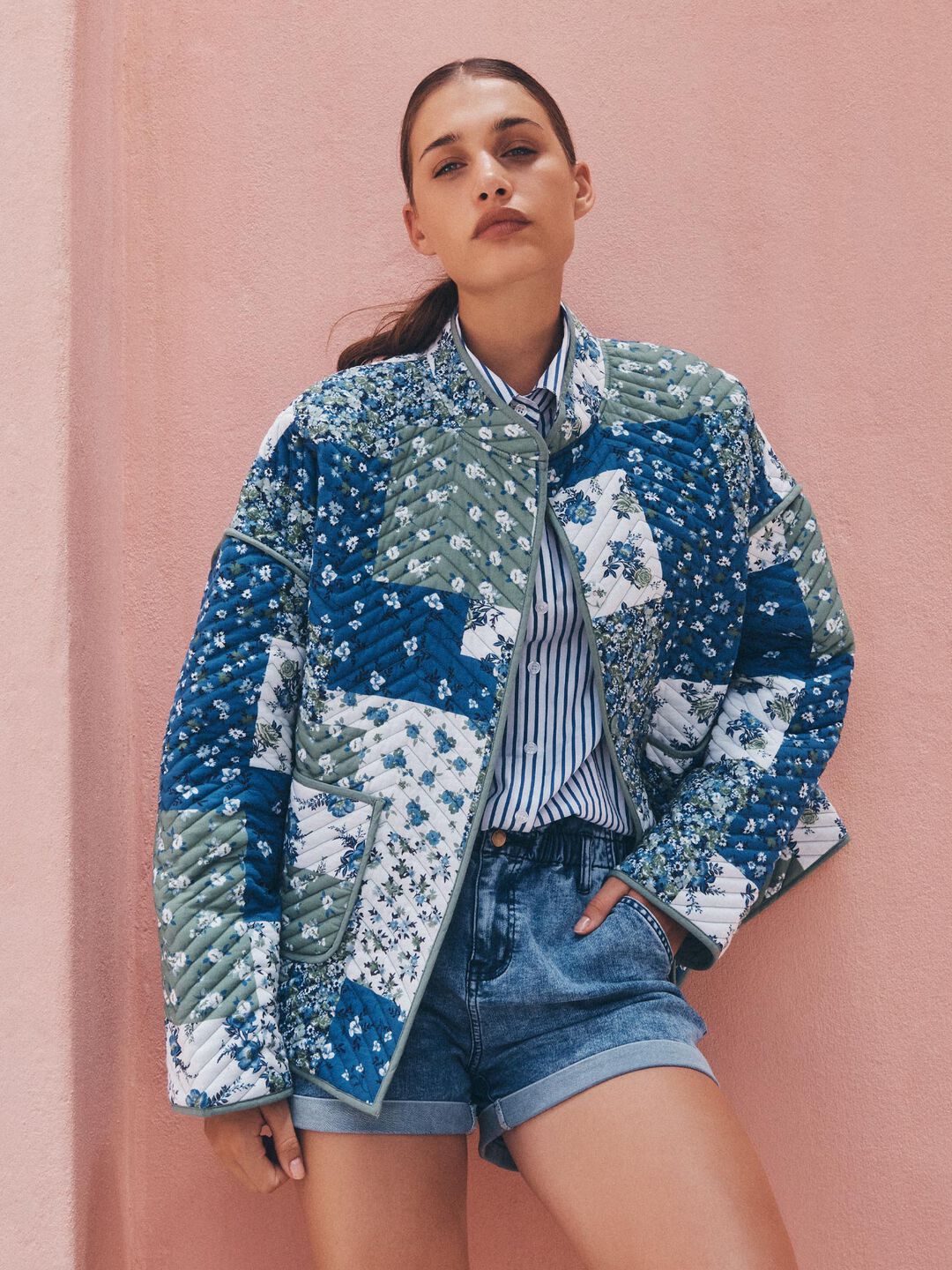 Image of Patchwork Quilted Reversible Jacket