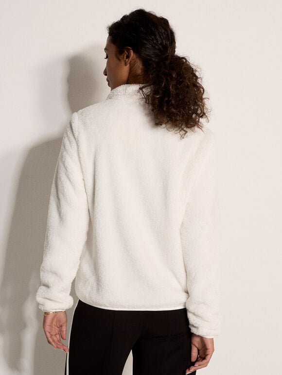 Fleece Cardigan, Cream, large