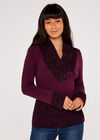 Button Mix Knit Jumper, Burgundy, large