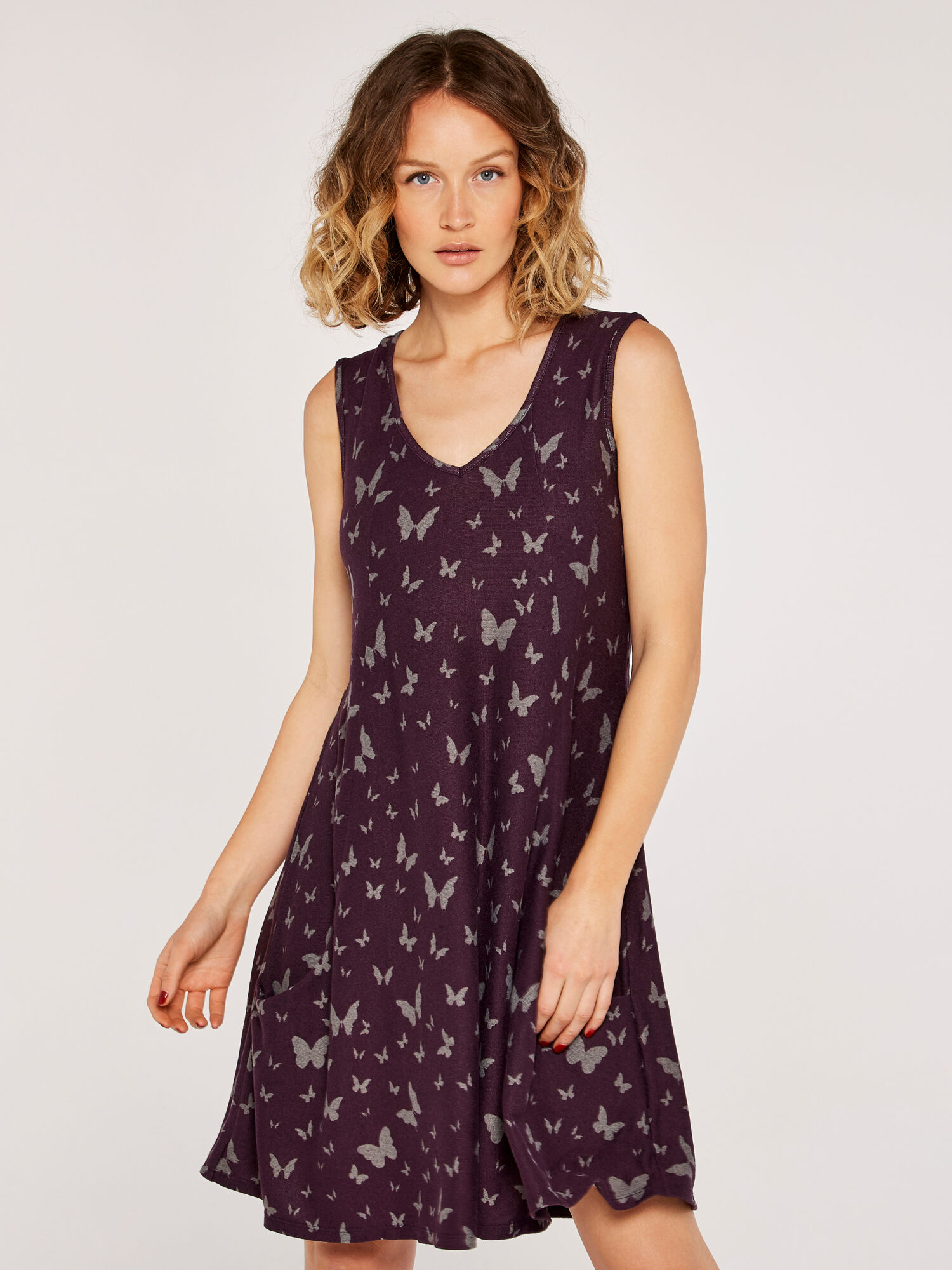 Butterfly Spray Dress Apricot Clothing