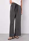 Stripe Wide Leg Trousers, Black, large