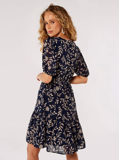 Silhouette Leaf Drawstring Mini Dress