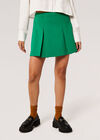 Pleated Tailored Mini Skirt, Green, large