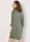 Ribbed Cocoon Mini Dress, Khaki, large