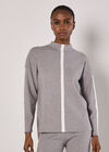 Mock Neck Mono Stripe Jumper, Grey, large