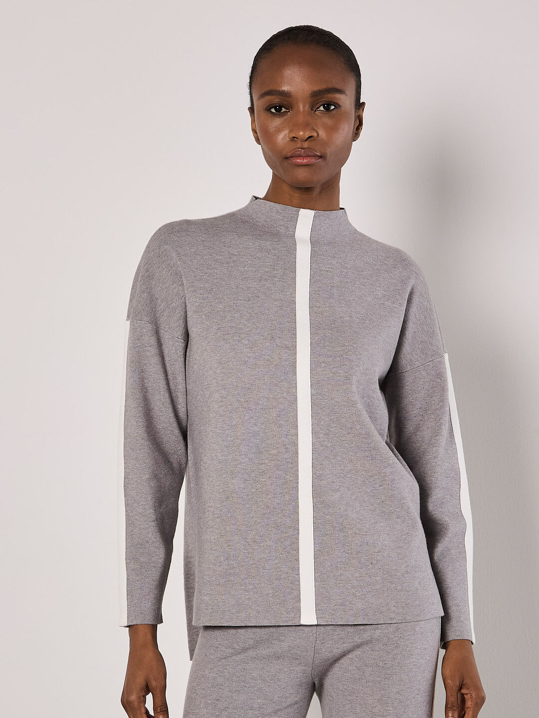 Image of Mock Neck Mono Stripe Jumper