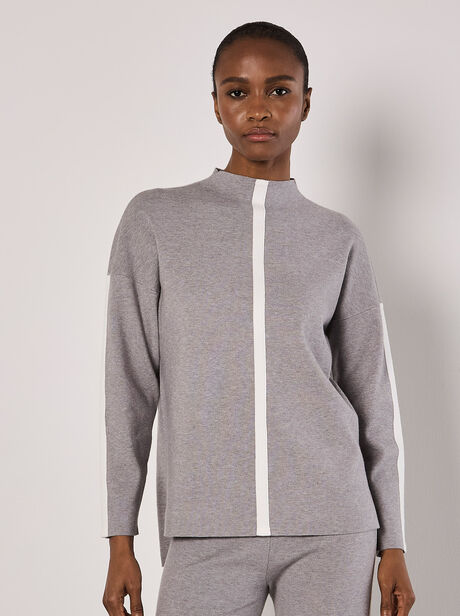 Mock Neck Mono Stripe Jumper