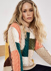 Colour Block Chunky Knit Cable Jumper, Stone, large
