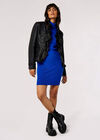 Leather -Look Ruffle Jacket, Black, large