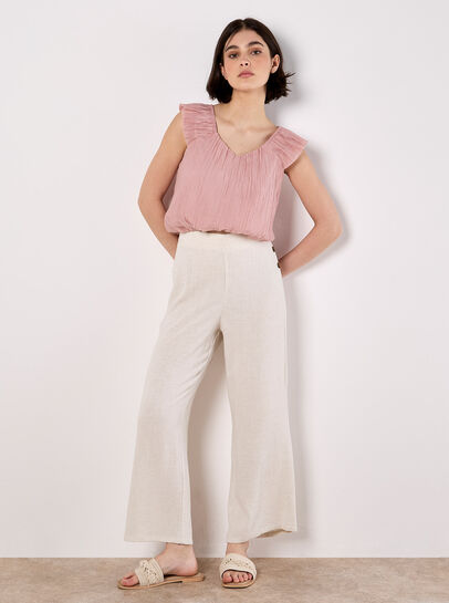 Linen Blend Culotte Trousers