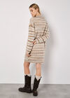Tonal Stripe Jumper Mini Dress, Stone, large