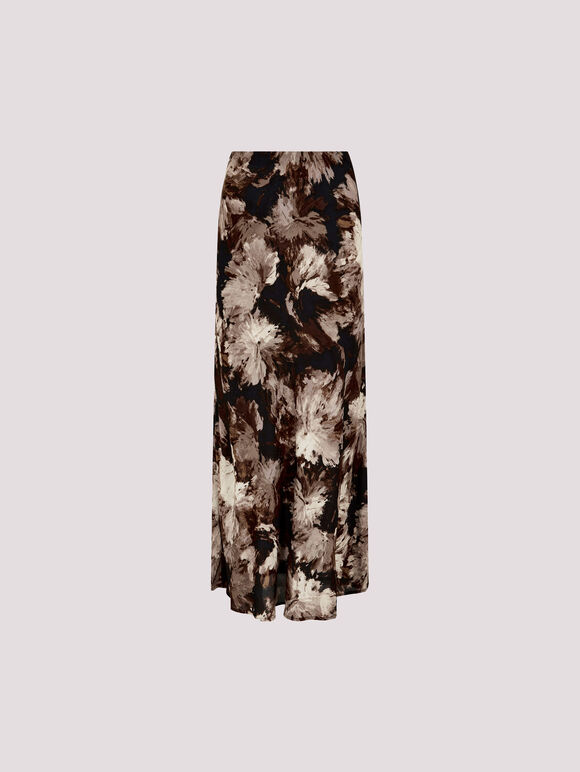 Painterly Floral Slip Maxi Skirt, Grey, large