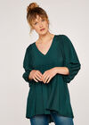 Ruffle Front Top, Green, large
