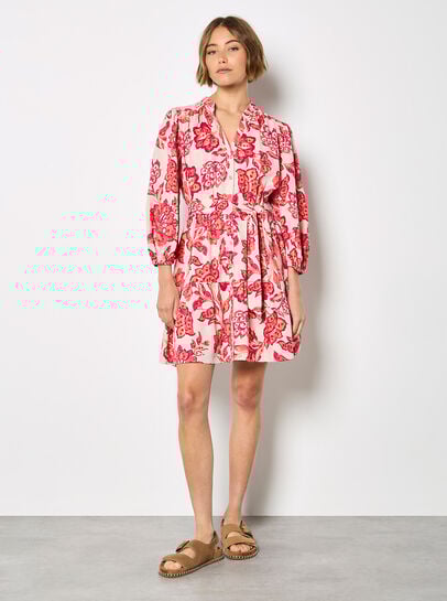 Painterly Sarasa Floral Mini Dress