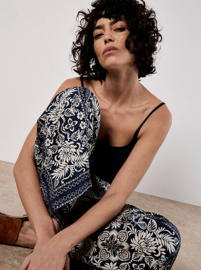 Scarf Print Flare Trousers
