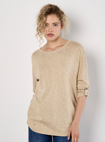 Cotton Blend Ruched Side Jumper