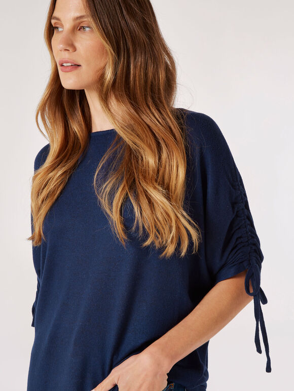 Soft Touch Knitted Top, Navy, large