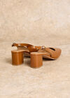 Mary Jane Heeled Leather Sandals, Brown, large
