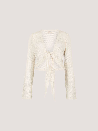 Crochet Mesh Bell Sleeve Cardigan