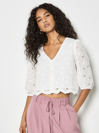 Cotton Broderie Anglaise Floral Top