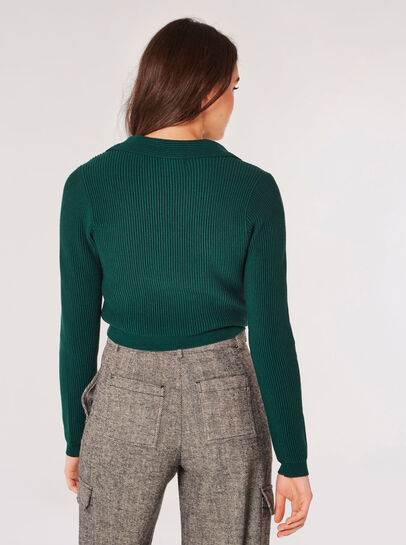 Cropped Ribbed Jersey Knit Jumper