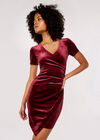 Velvet Ruched Bodycon Mini Dress, Burgundy, large
