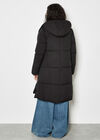 Longline Padded Puffer Coat, Black, large