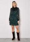 Self Stripe Gold Foil Mini Dress, Green, large