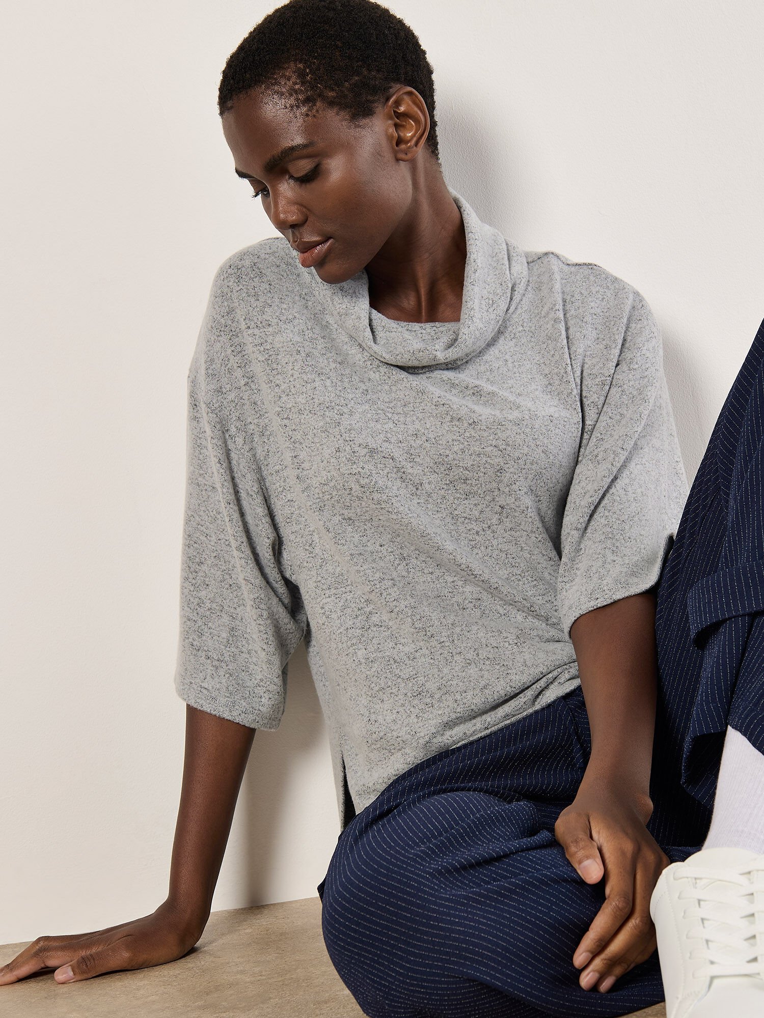 Soft Touch Cowl Neck Top Apricot Clothing