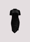 Velvet Ruched Mini Dress, Black, large