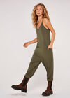 Sweatshirt Strappy Jumpsuit, Khaki, large