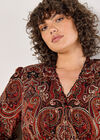 Curve Paisley Shimmer Midi Dress, Rust, large