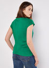 Side Pleat Cotton T-Shirt, Green, large