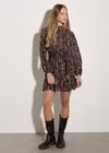 Snakeskin Chiffon Mini Dress, Mocha, large