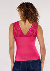 Lace Neck Cami Top, Fuchsia, large