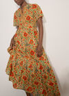 Stain Glass Floral Tiered Midaxi Dress, Orange, large
