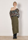 Cotton Cargo Midaxi Skirt, Khaki, large