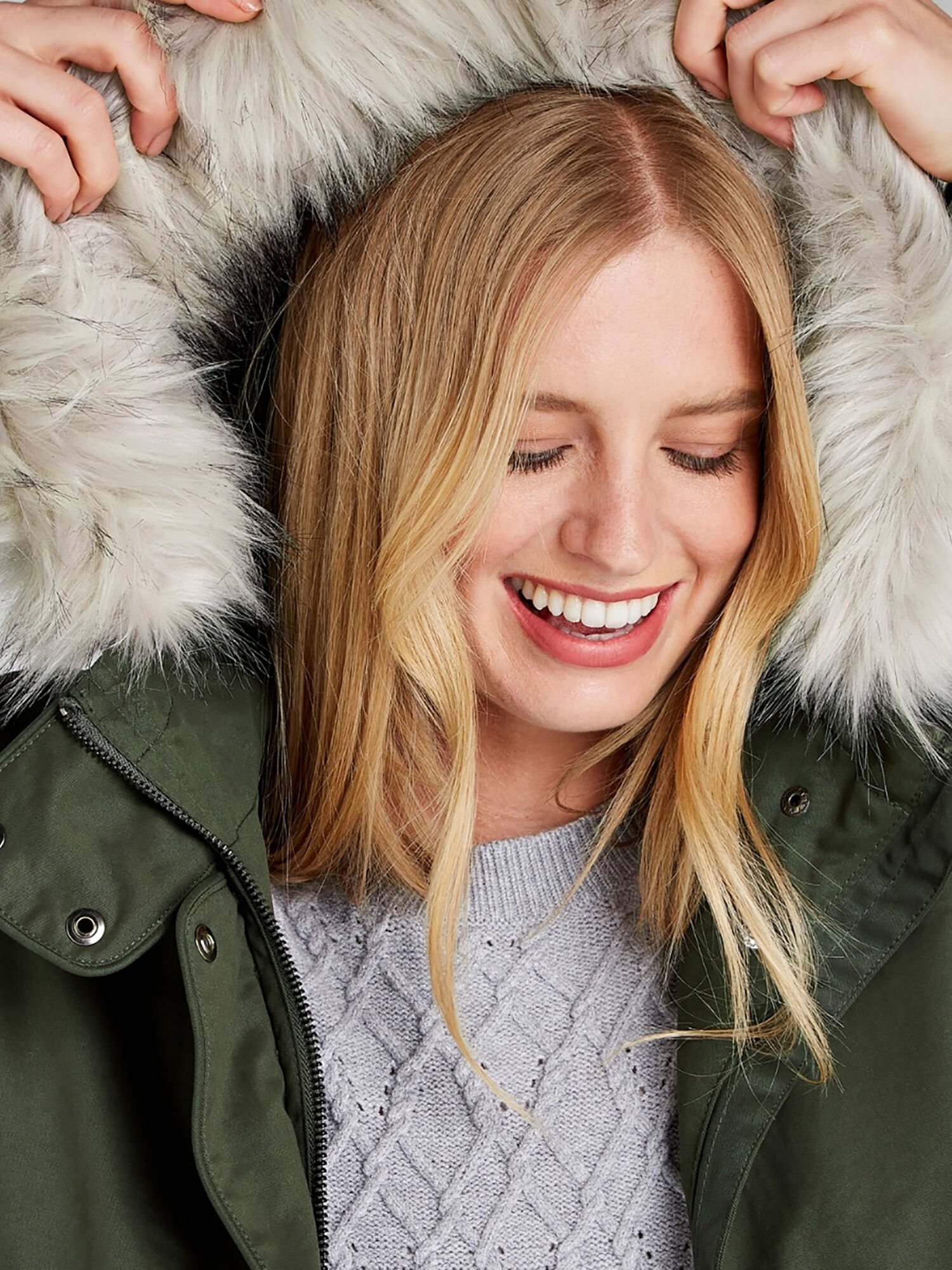 Removable Padding Faux Fur Hood Coat Apricot Clothing