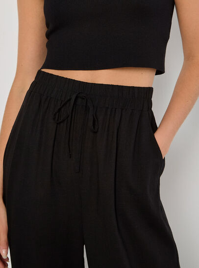 Linen Blend Cropped Trousers