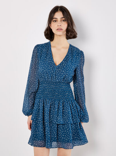 Spot Print Chiffon Mini Dress