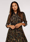 Paisley Shirt Mini Dress, Black, large