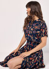 Sarasa Floral Shirt Midi Dress, Navy, large