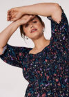 Curve Floral Milkmaid Top, Navy, large