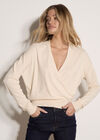 Soft Fine Knit Wrap Jumper, Stone, large