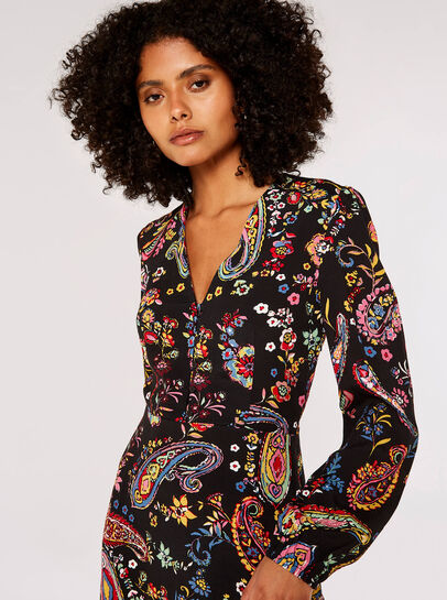 Colourful  Paisley Midi Dress